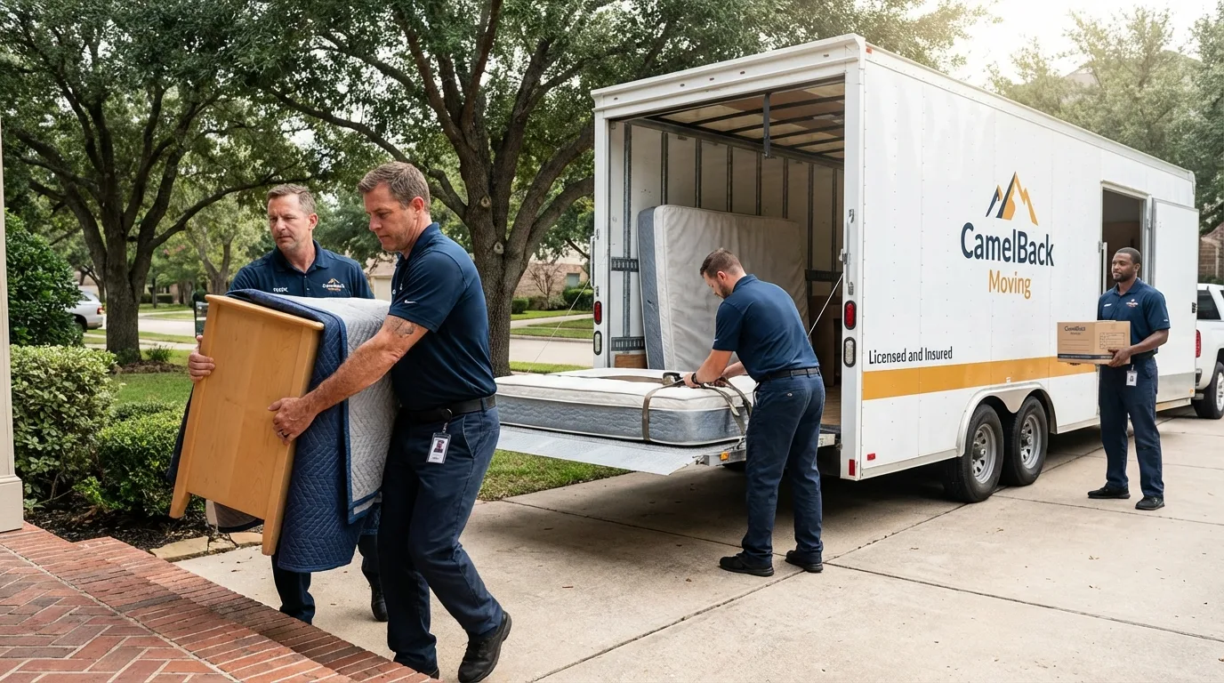 Crew loading residential truck for cross-state move from Troutman, NC