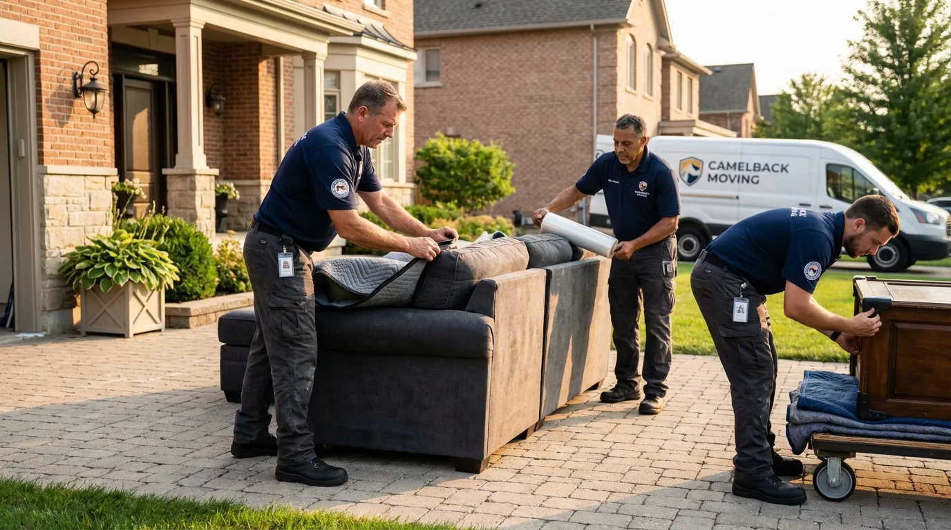 Large estate moving crew wrapping furniture in Troutman, NC