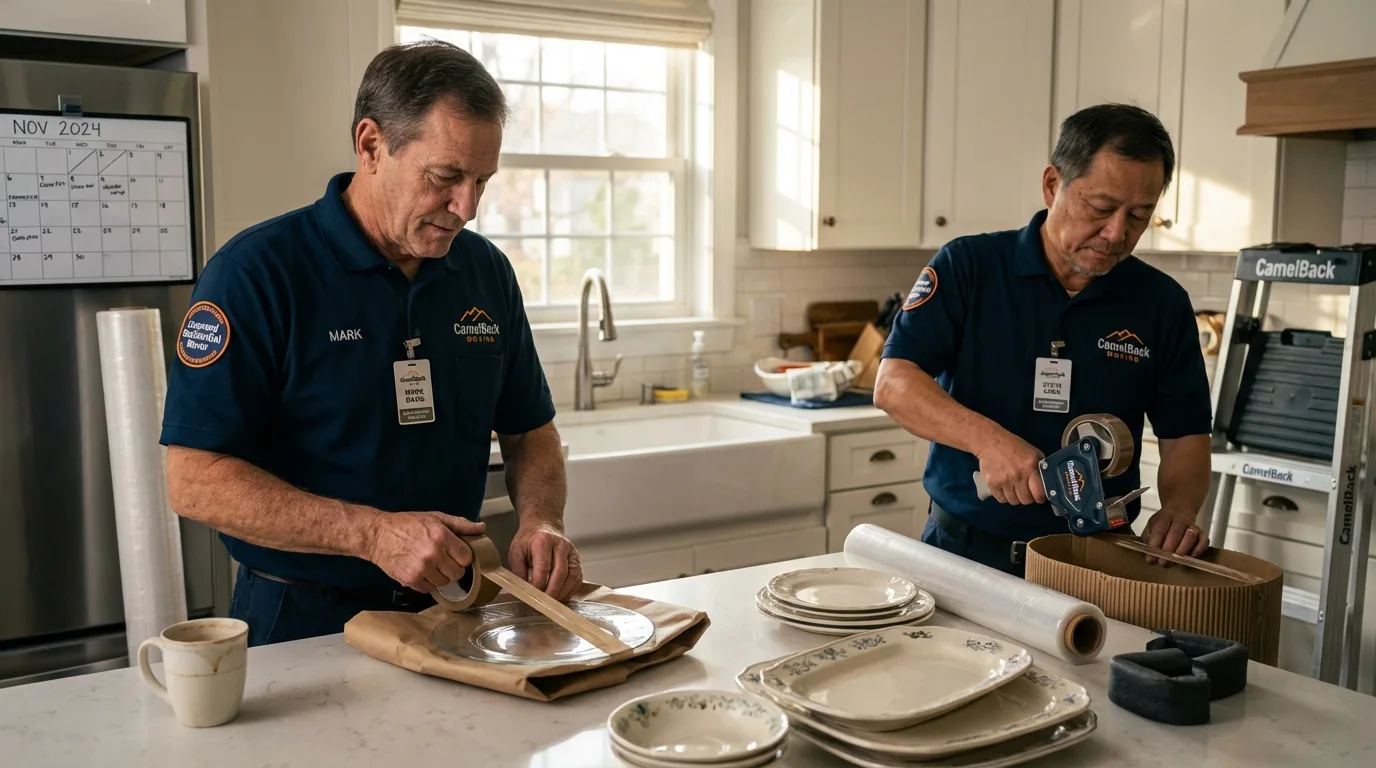 Professional crew packing kitchen dishware in Troutman, NC